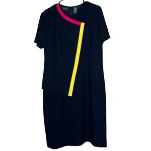 Vintage Liz Claiborne Dress, 80s, Geometric Color Block Style Dress, Retro